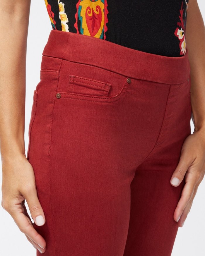 Women's Denim Pull-On Jeggings - Smoked Paprika