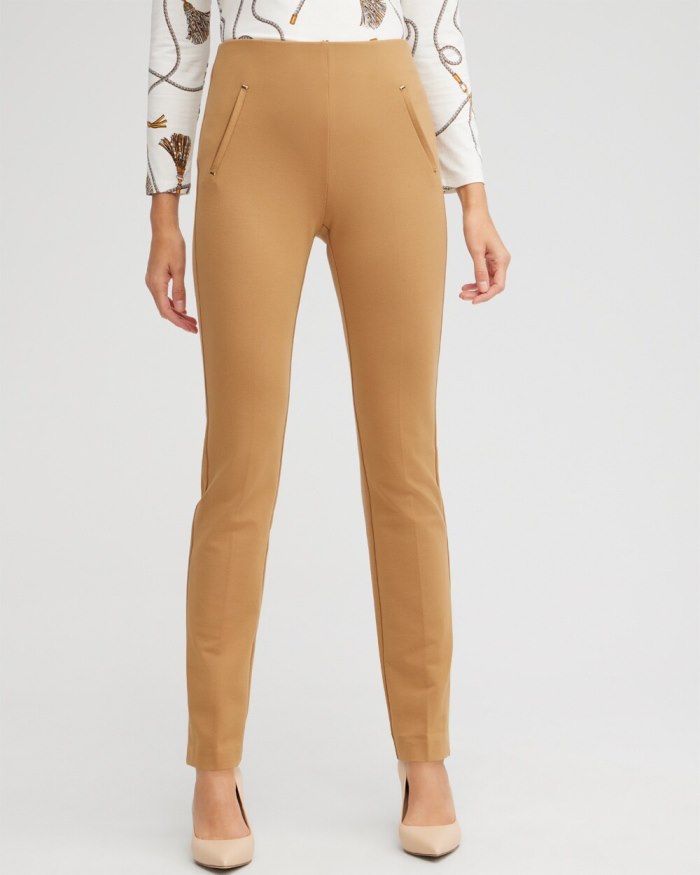 Women's Juliet Ponte Trim Detail Pants - Camel