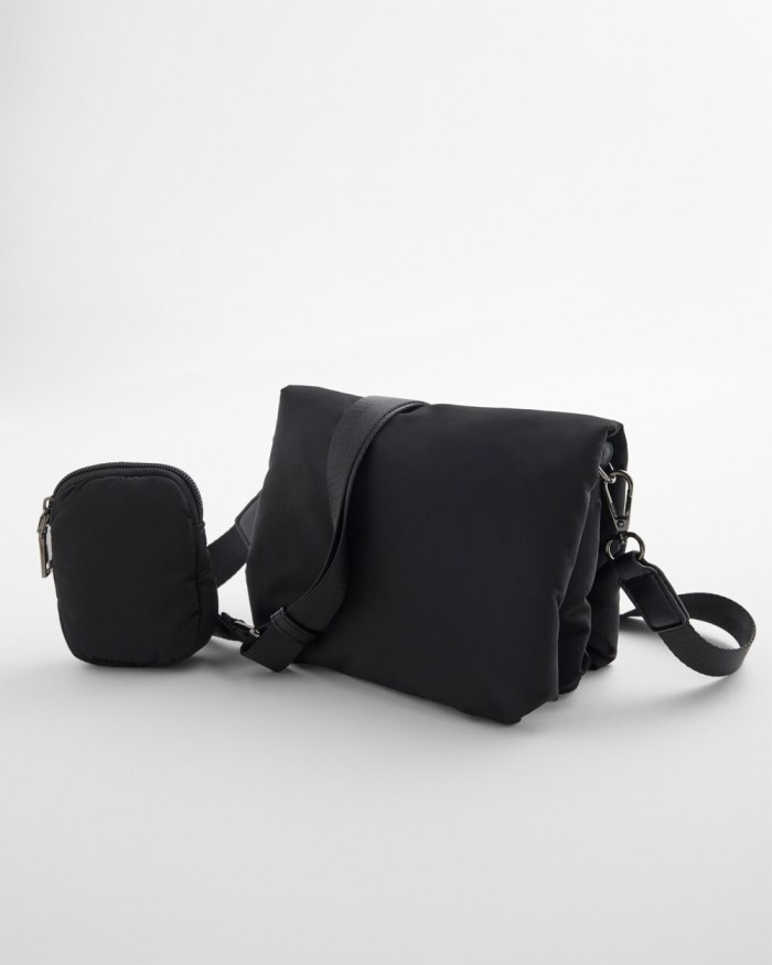 Women's Mini Puffer Crossbody Bag - Black