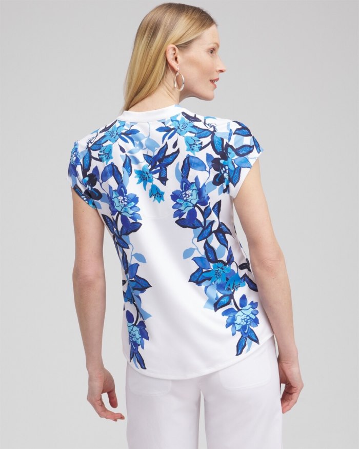 Women's Zenergy UPF Floral Cap Sleeve Polo - Intense Azure