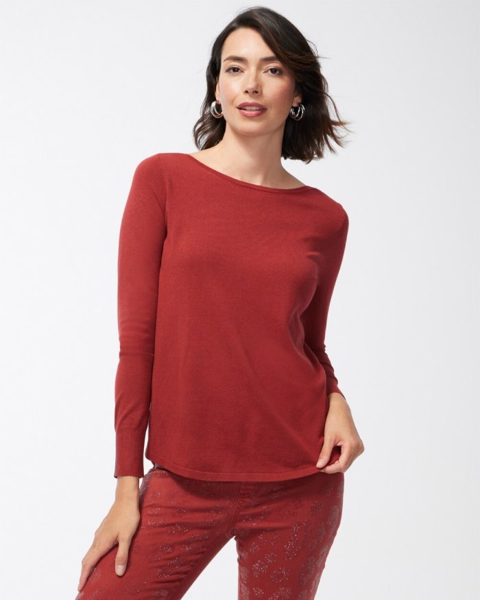 Women's Caviar Bead Pullover Sweater - Faux Paprika Hthr - Click Image to Close