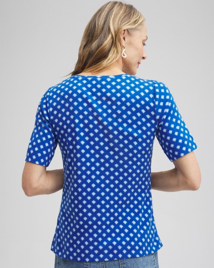 Women's Checkered Everyday Elbow Sleeve Tee - Intense Azure