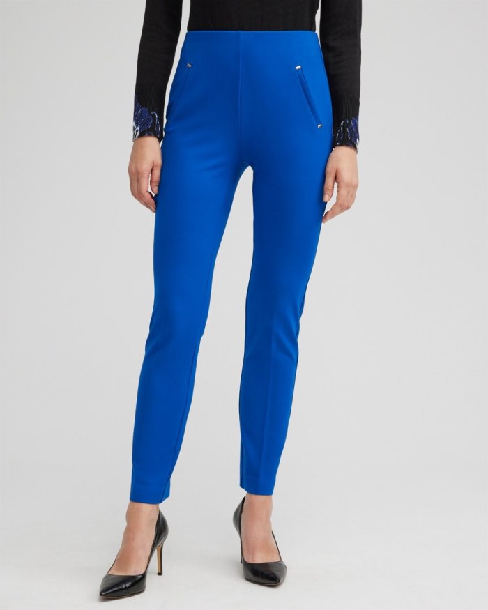 Women's Juliet Ponte Trim Detail Ankle Pants - Cosmic Cobalt - Click Image to Close