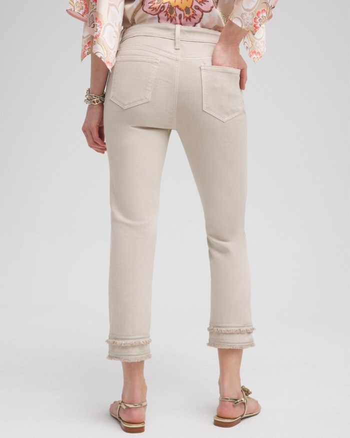 Women's Girlfriend Embellished Fray Cropped Jeans - Smokey Taupe