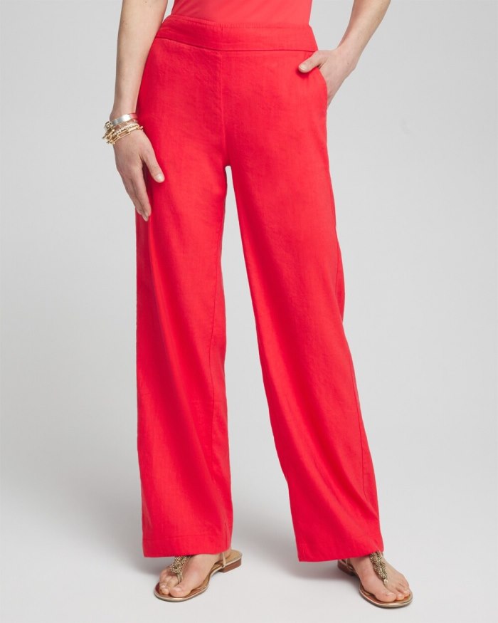 Women's Wide Leg Linen Pants - Watermelon Punch