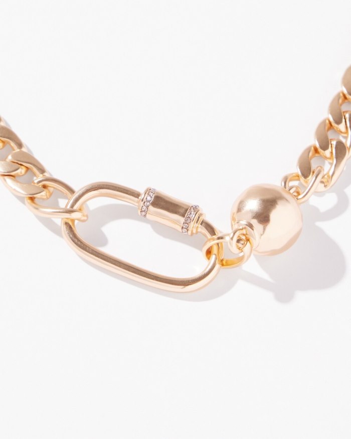 Women's Gold Tone Carabiner Necklace - Gold