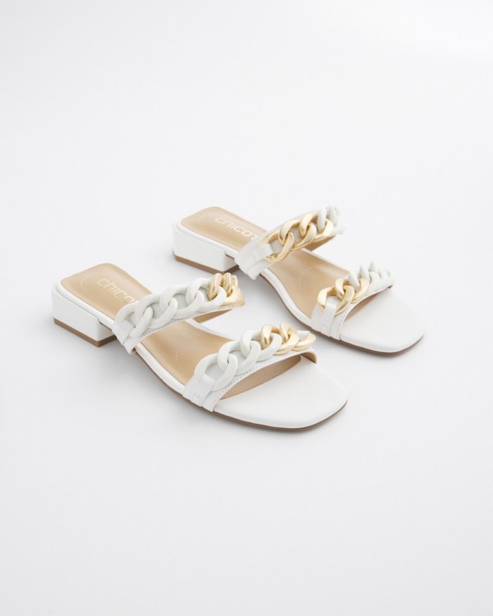 Women's White Chain Link Sandals - White