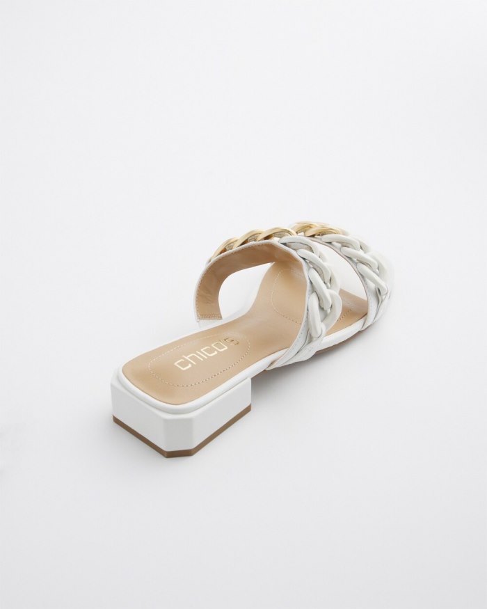 Women's White Chain Link Sandals - White