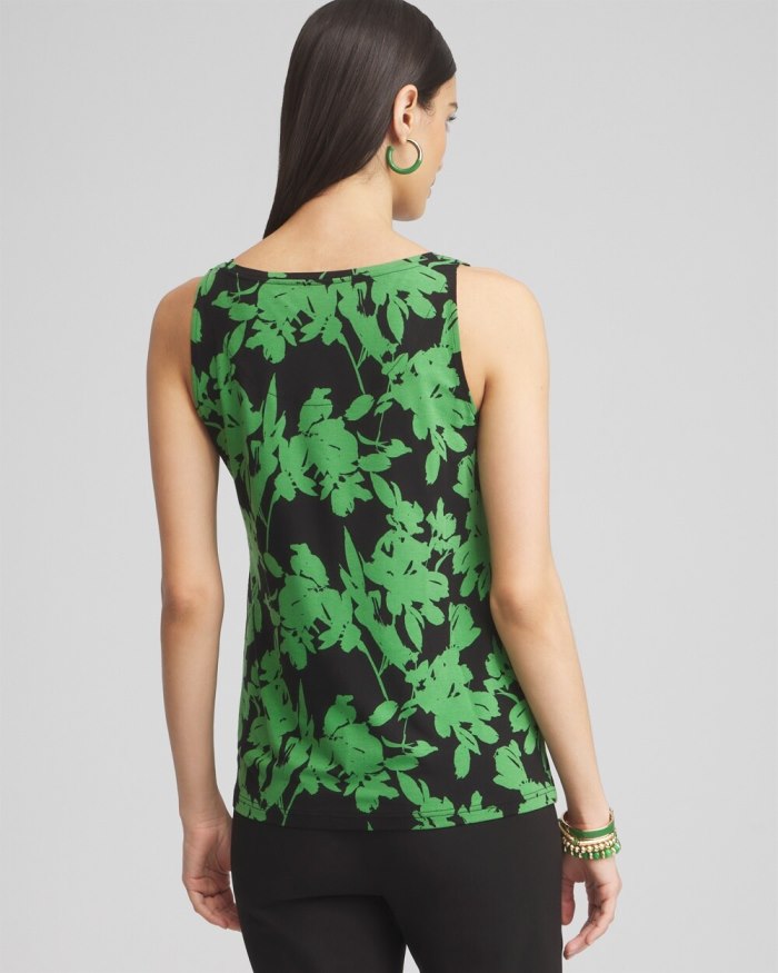 Women's Touch of Cool Floral Polished Tank - Verdant Green