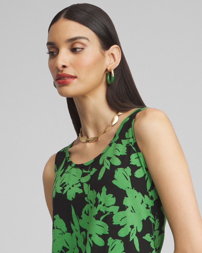 Women's Touch of Cool Floral Polished Tank - Verdant Green