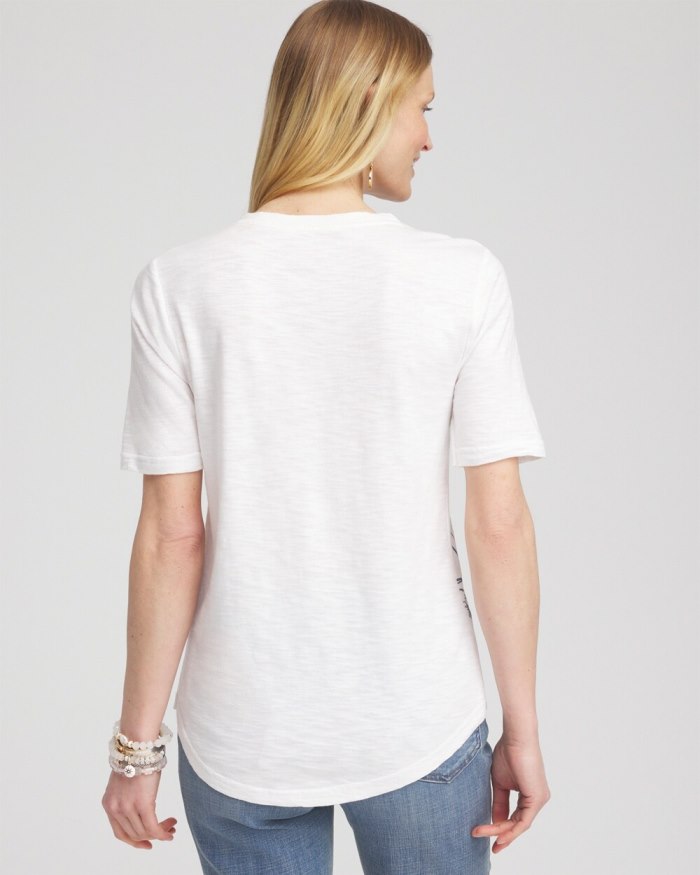 Women's Floral Notch Neck Tee - Alabaster