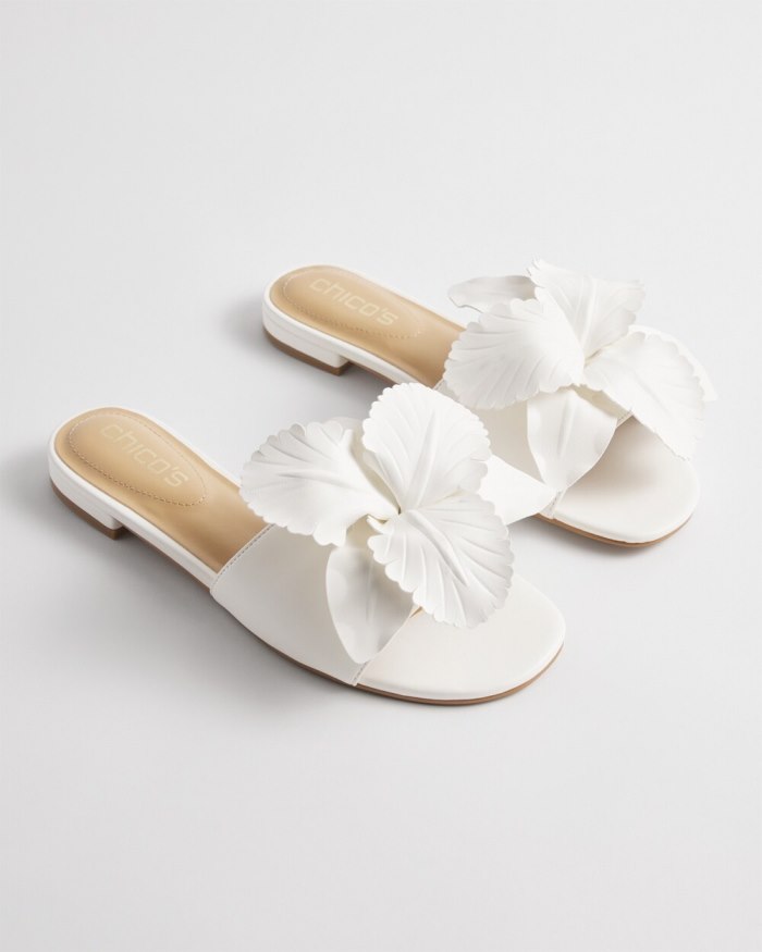 Women's Floral Slides - White - Click Image to Close