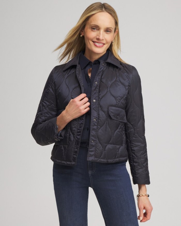 Women's Cropped Quilted Jacket - Classic Navy