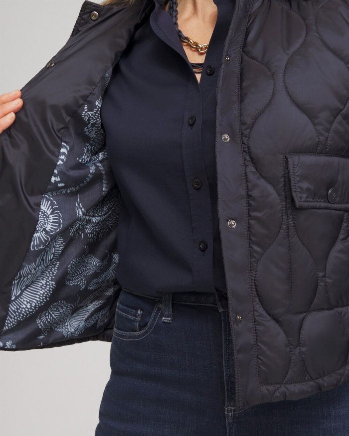 Women's Cropped Quilted Jacket - Classic Navy