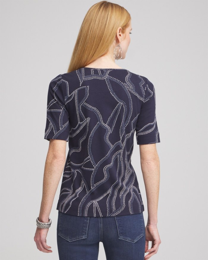 Women's Abstract Everyday Elbow Sleeve Tee - Classic Navy