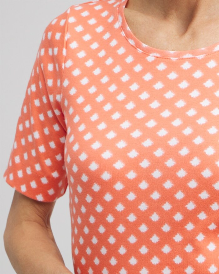 Women's Checkered Everyday Elbow Sleeve Tee - Nectarine