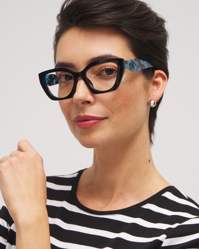 Women's Blue Faux Tort Readers - Blue