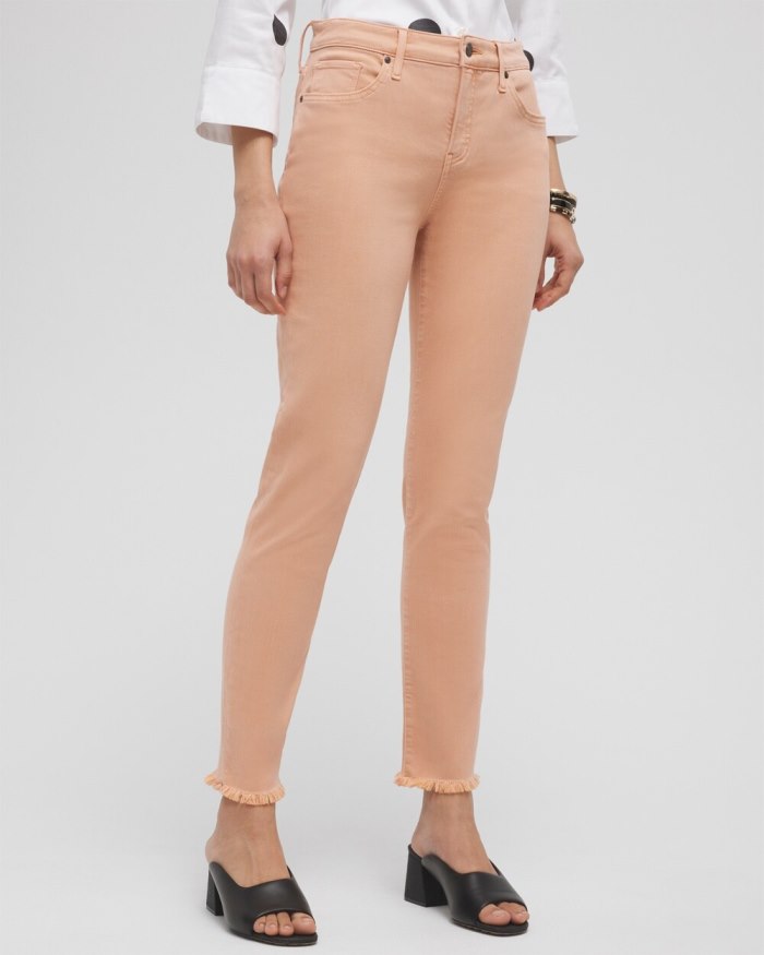 Women's Girlfriend Fray Hem Ankle Jeans - Pink Clay - Click Image to Close