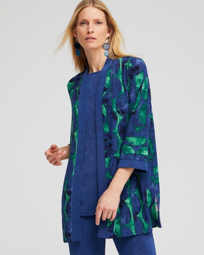 Women's Travelers Half Moon Print Cardigan - Twisted Ivy - Click Image to Close