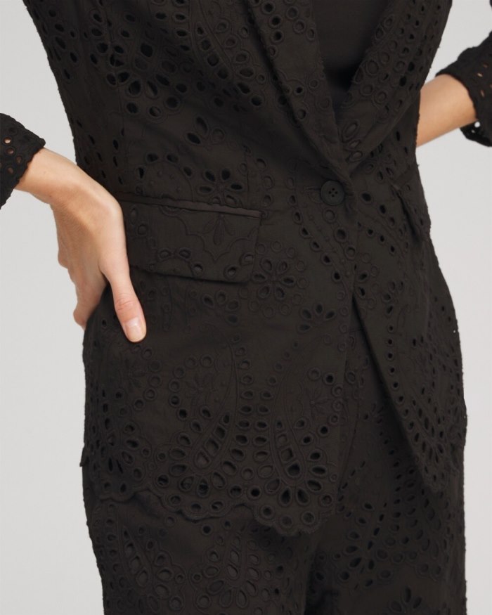 Women's Eyelet Blazer - Black