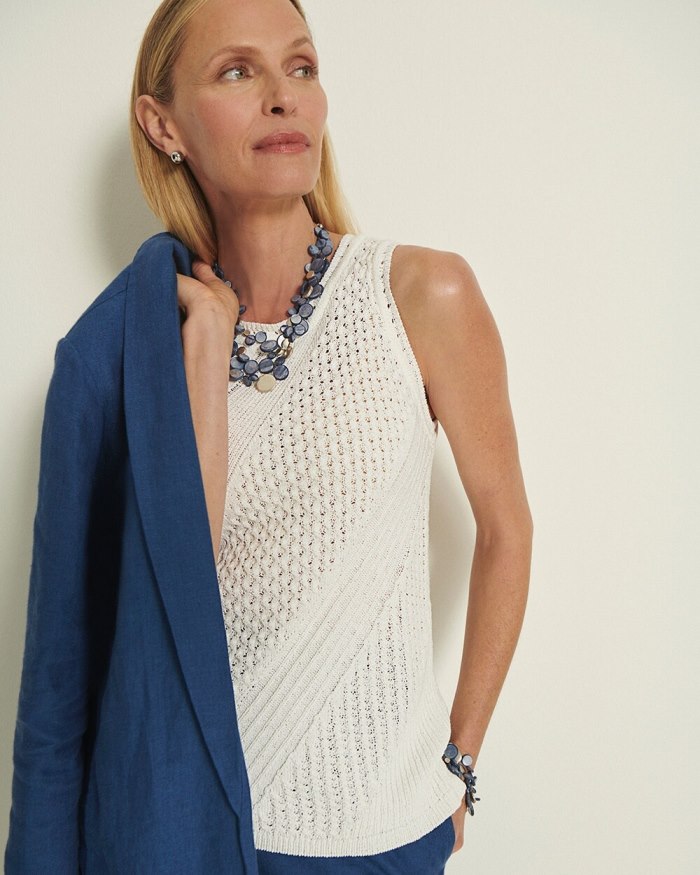 Women's Textured Knit Tank - Alabaster - Click Image to Close