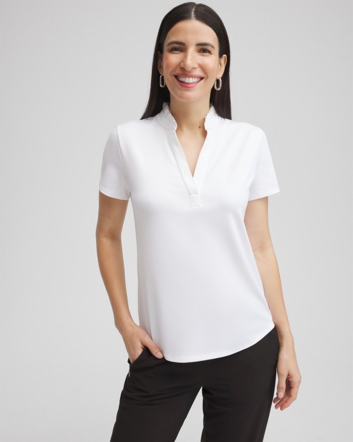 Women's Zenergy UPF Ruffle Neck Polo - Alabaster