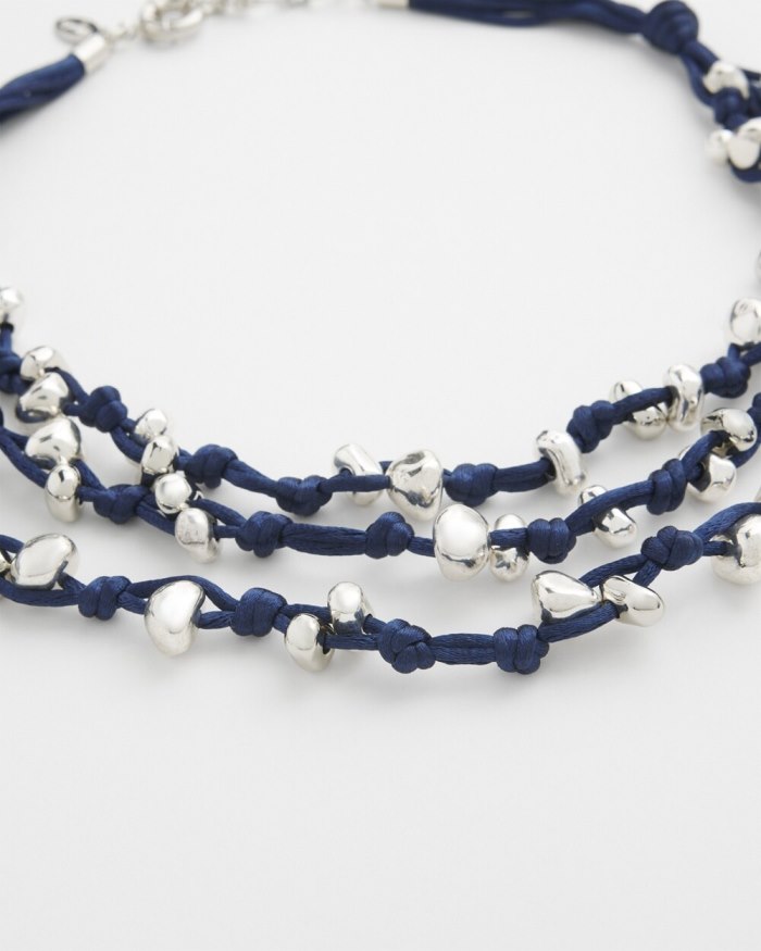 Women's Silk Cord Necklace - Blue