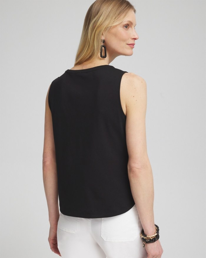 Women's Grommet Neck Detail Tank - Alabaster