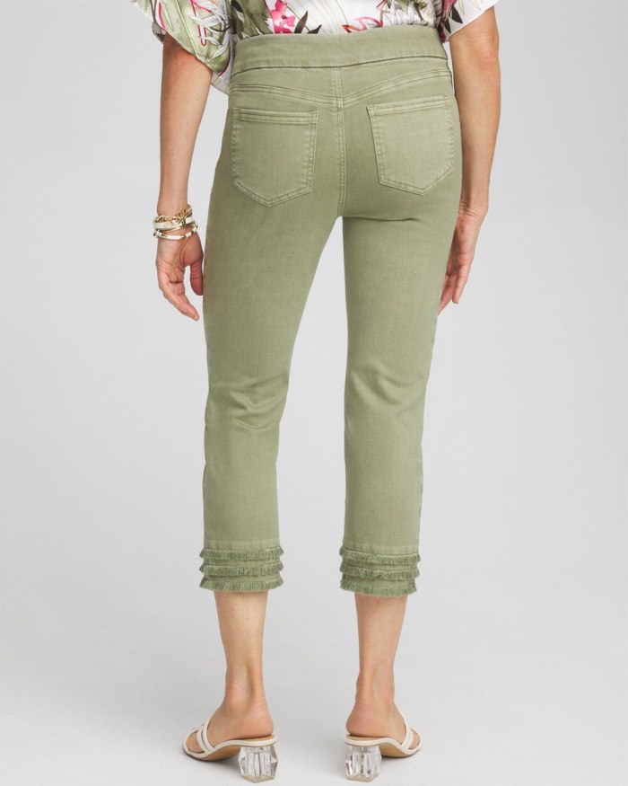 Women's Fray Hem Pull-On Crops - Jojoba Green