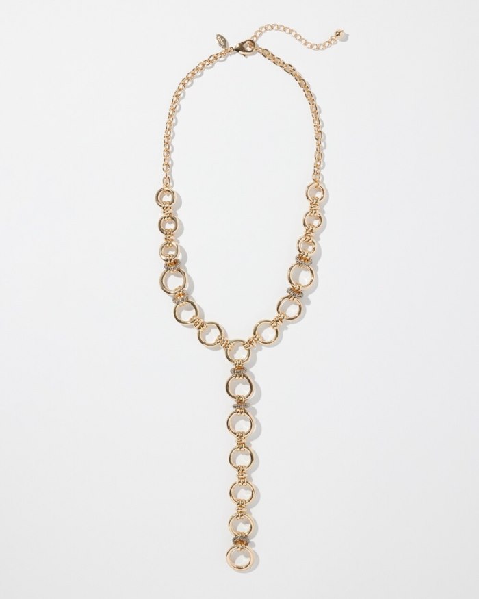 Women's Gold Tone Links Y-necklace - Gold