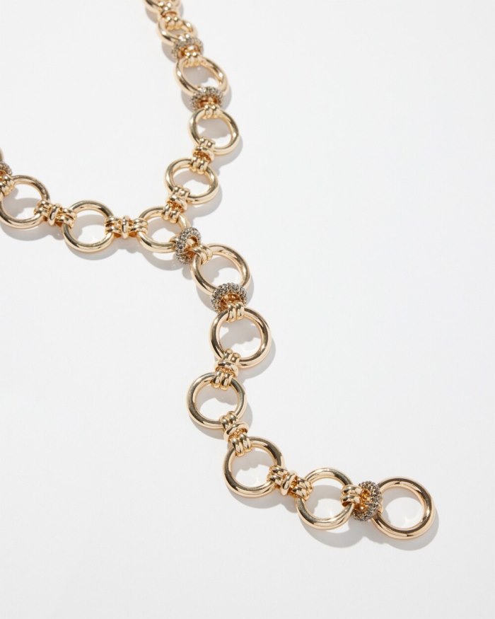 Women's Gold Tone Links Y-necklace - Gold