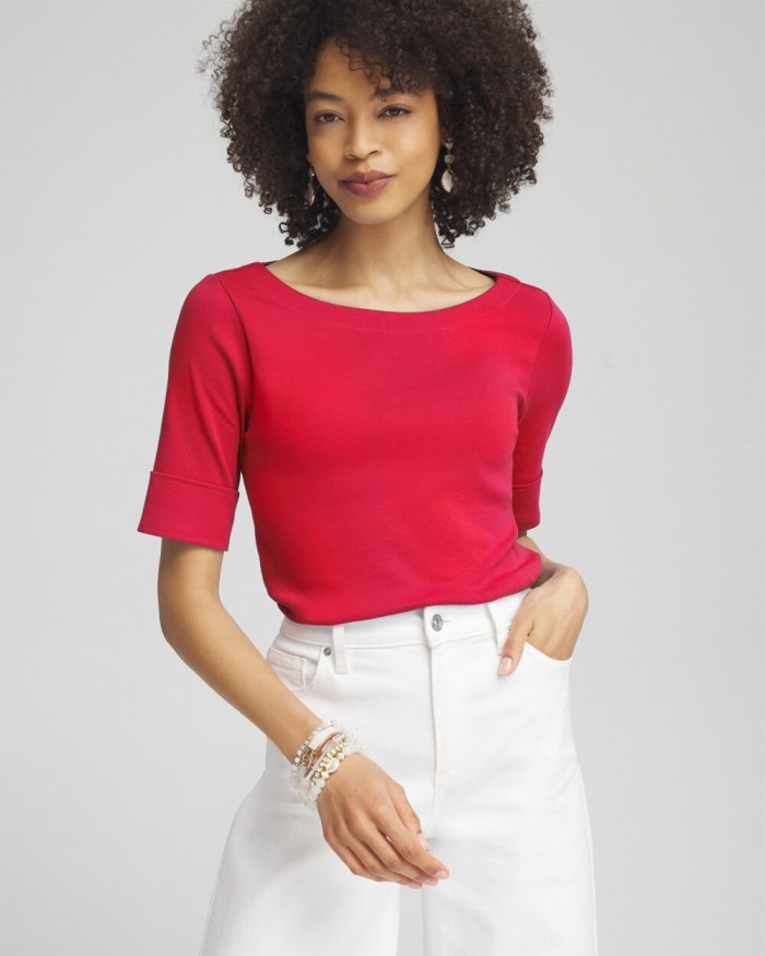 Women's Bateau Neck Tee - Watermelon Punch - Click Image to Close