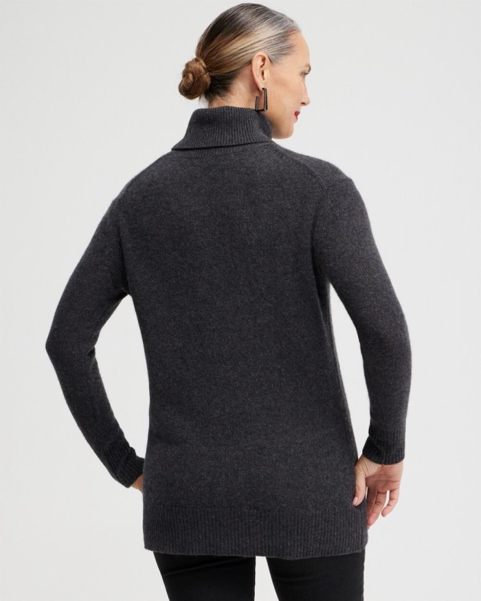 Women's Cashmere Turtleneck Tunic Sweater - Taupe