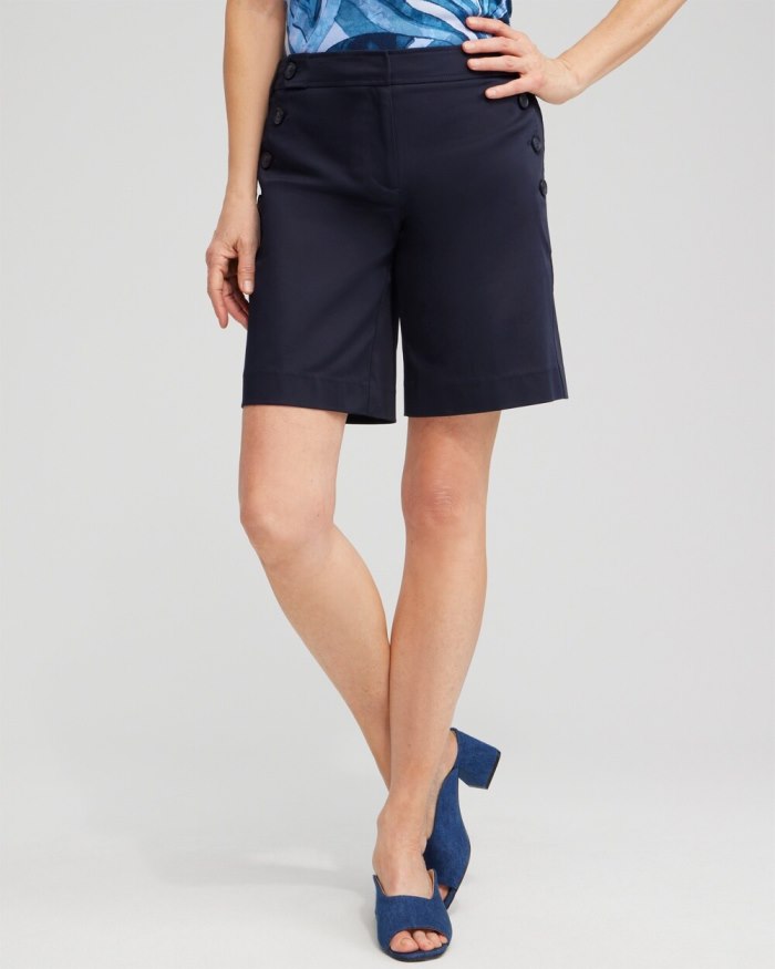 Women's Sailor Button Shorts - Classic Navy - Click Image to Close