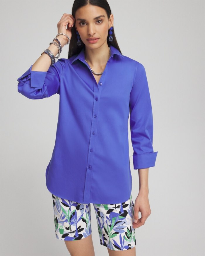 Women's No Iron 3/4 Sleeve Stretch Shirt - Purple Nightshade