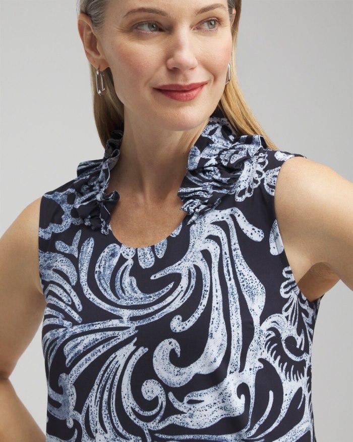 Women's Zenergy Neema Paisley Ruffle Tank - Classic Navy