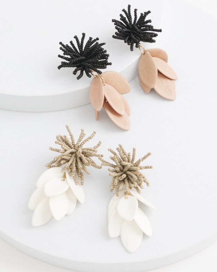 Women's No Droop Taupe Petal Earrings - Black/Smokey Taupe