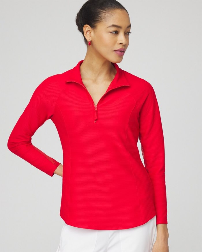 Women's Zenergy Mesh Detail Zip Pullover - MADEIRA RED