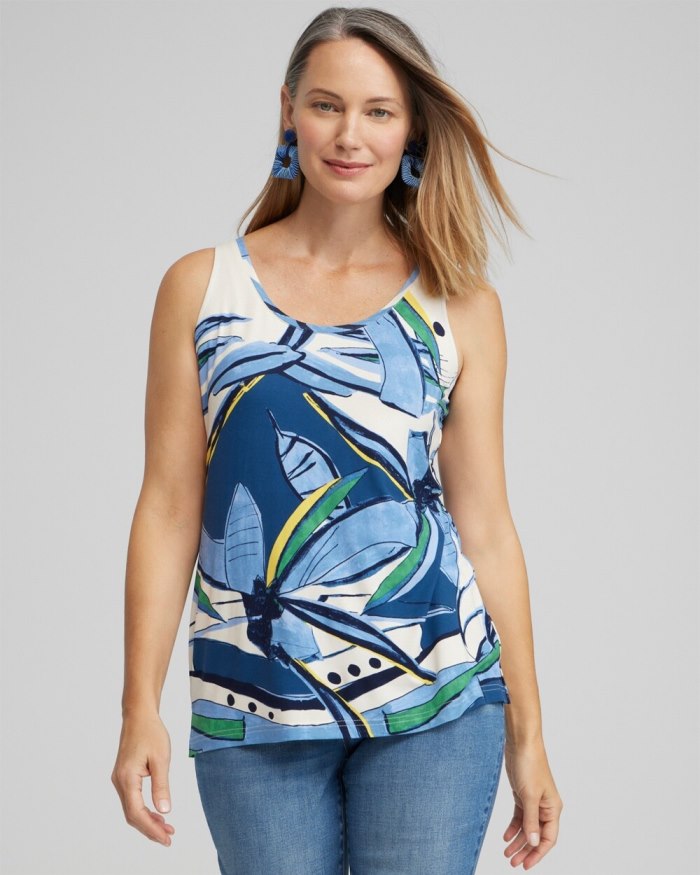 Women's Touch of Cool Floral Polished Tank - Blue Veil