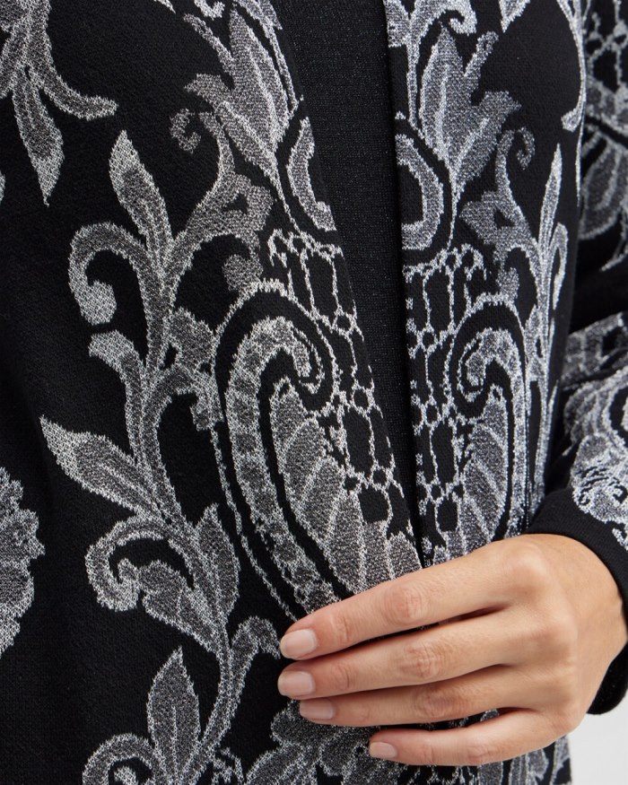 Women's Paisley Lurex Cardigan Sweater - Black