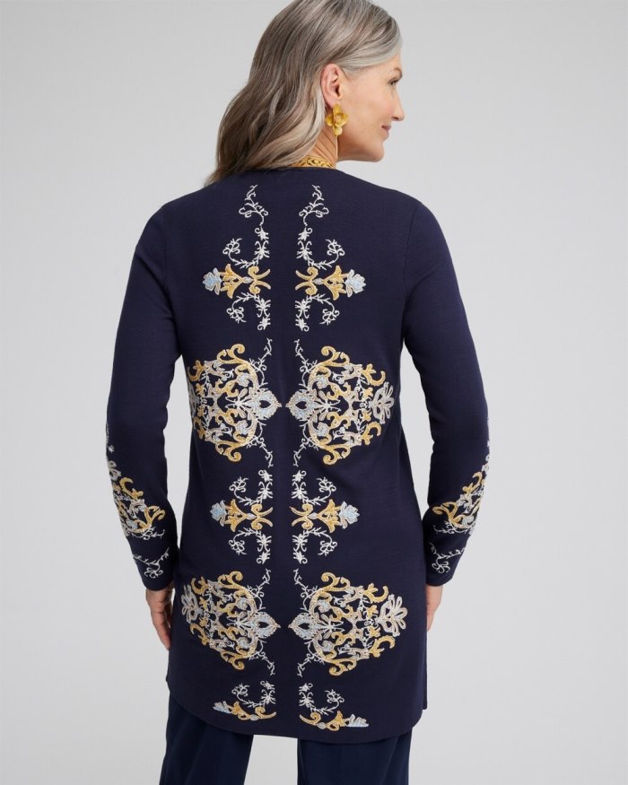 Women's Embroidered Cardigan - Classic Navy