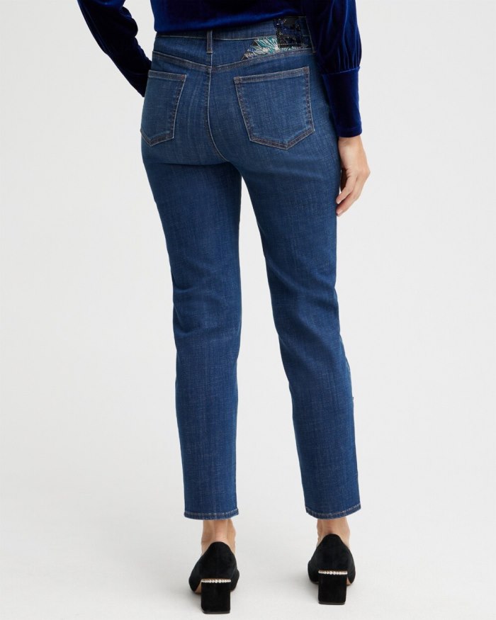 Women's Girlfriend Patchwork Ankle Jeans - Sequoia Indigo