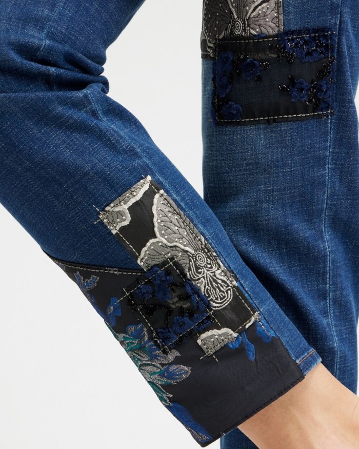 Women's Girlfriend Patchwork Ankle Jeans - Sequoia Indigo