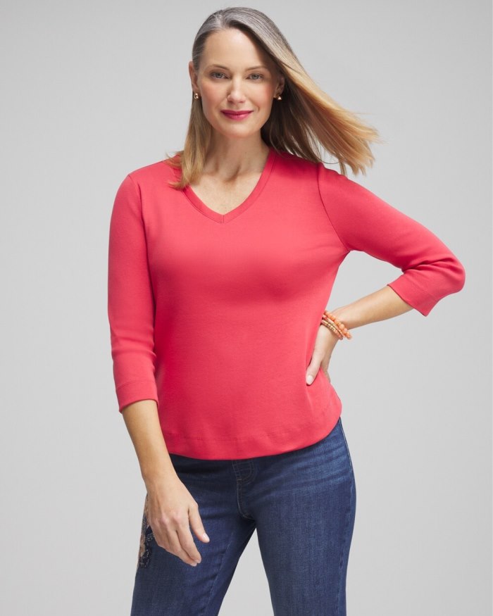 Women's Everyday 3/4 Sleeve Tee - Ginger Rose - Click Image to Close