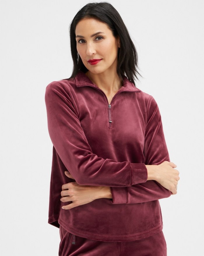 Women's Zenergy Velour Half Zip Pullover - Deep Merlot