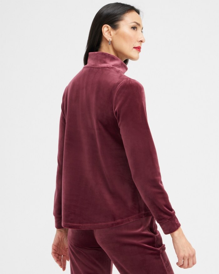 Women's Zenergy Velour Half Zip Pullover - Deep Merlot