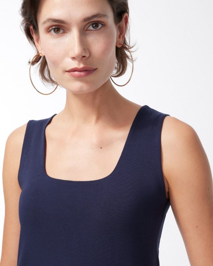 Women's Contour Cotton Navy Square Neck Tank - Classic Navy