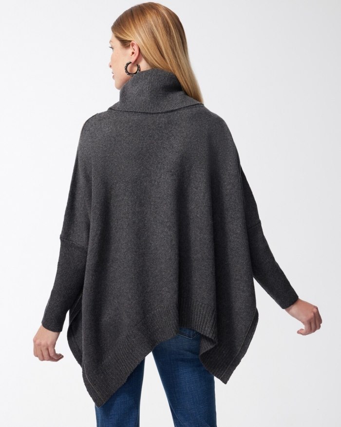 Women's Ball Chain Knit Poncho - English Cream