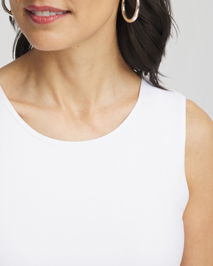 Women's High Neck Microfiber Tank - Optic White