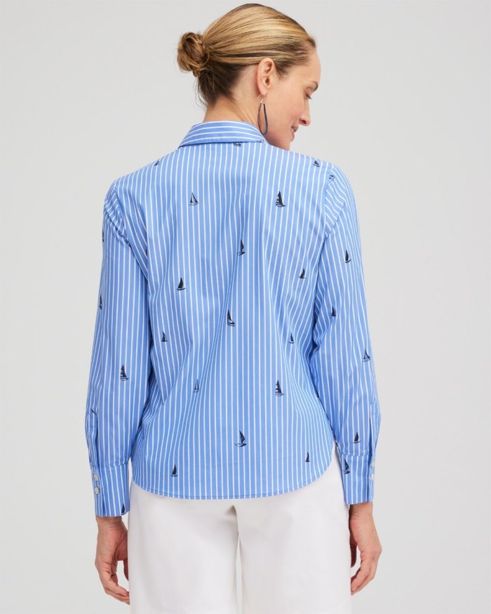 Women's Poplin Sailboat Stripe Shirt - Wisteria Blue